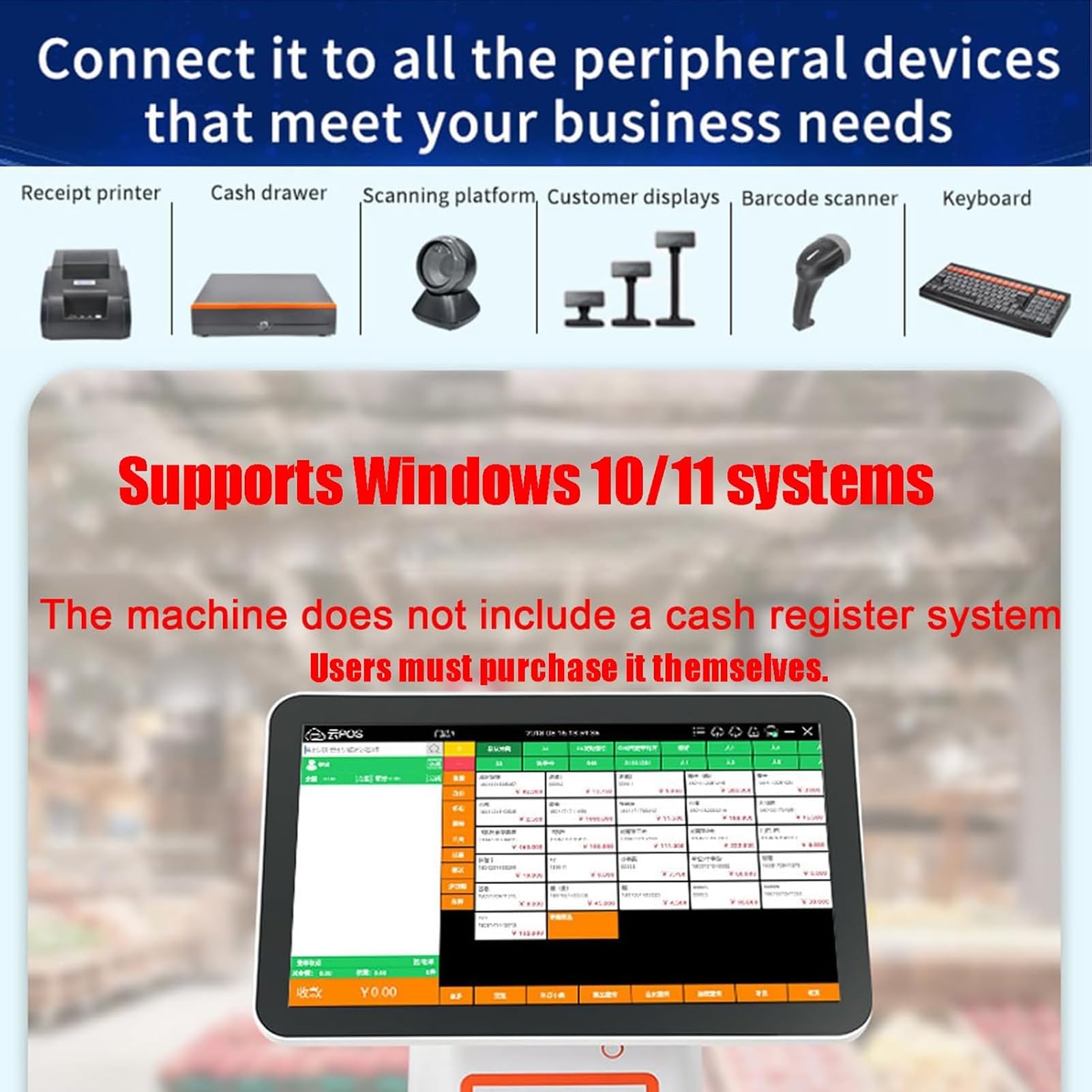 Caja Registradora Tpv De Pantalla TáCtil Hd Android 15,6 Pulgadas, Caja Registradora De Pantalla TáCtil, Ssd 128 Gb, Memoria 8 Gb, Impresora TéRmica, Para PequeñAs Empresas, Retail Y Restaurante