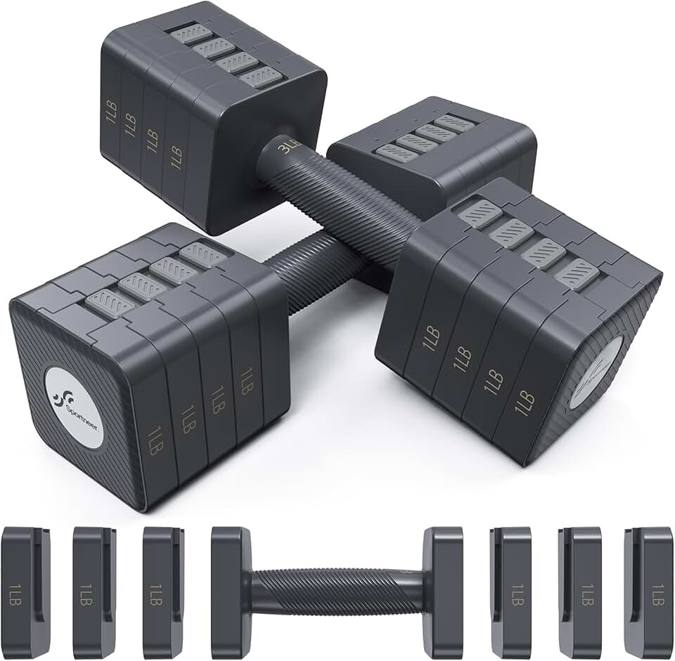 Sportneer Adjustable Dumbbells Hand Weights Set:5 in 1 Weigh
