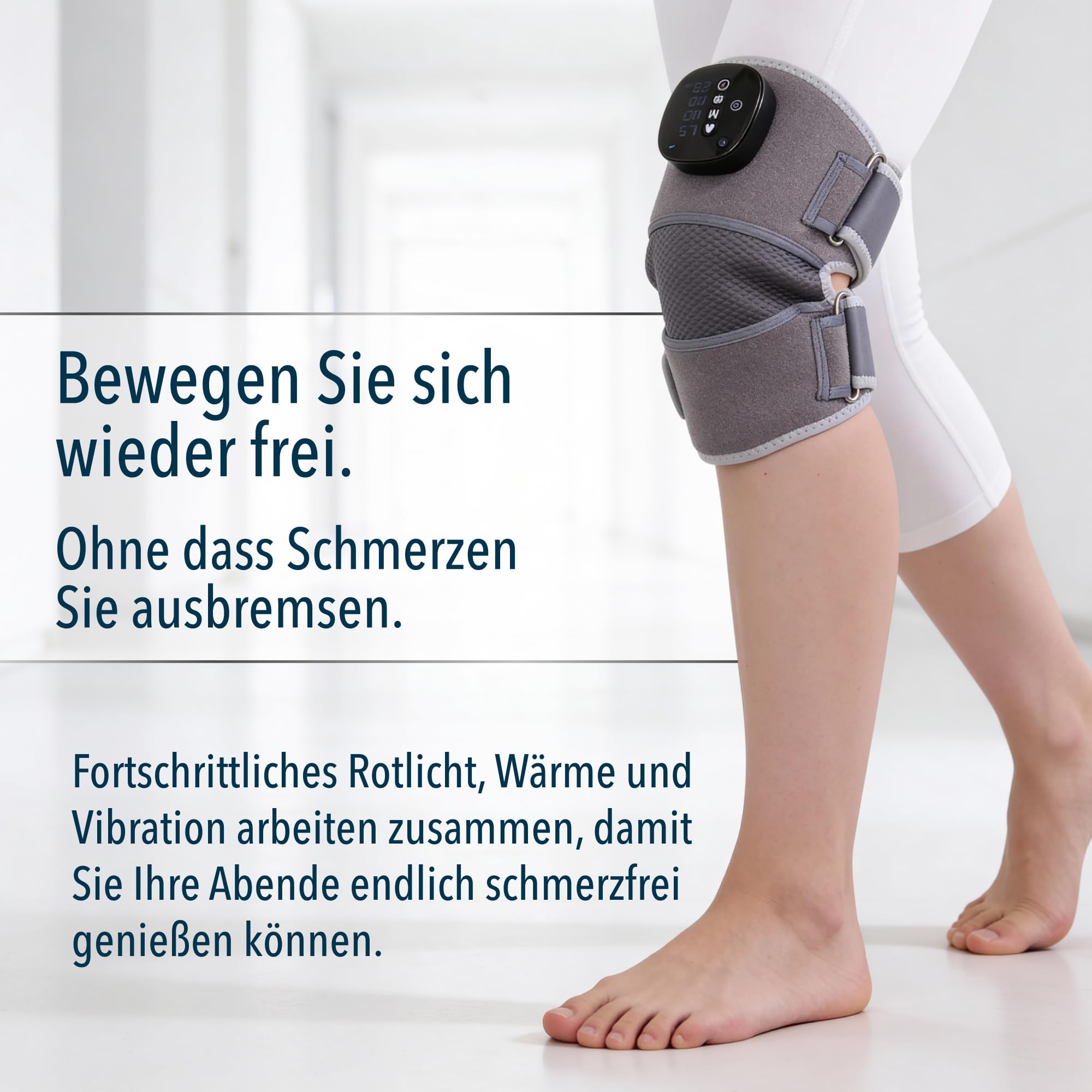 FORTHiQ RED+ Kniebandage mit Wärme und Rotlicht, 5 Intensitätsstufen, 52 Rot- & Infrarotlichtern, kabellos und verstellbar für Knie, Ellenbogen & Schultern, Geschenk für Männer & Frauen