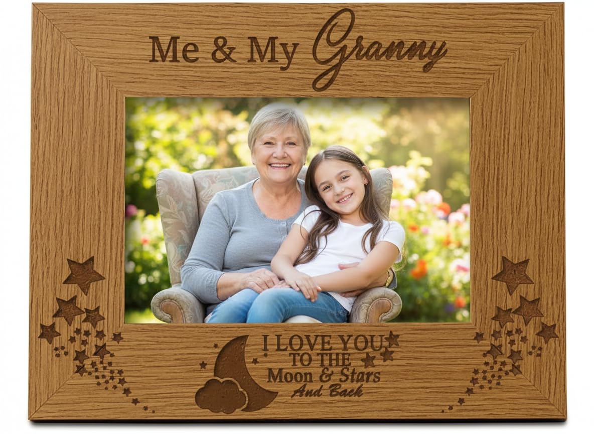 Ukgiftstoreonline Me And My Granny Love You To The Moon Oak Wood Finish Photo Frame Gift (5 X 7 Inch)