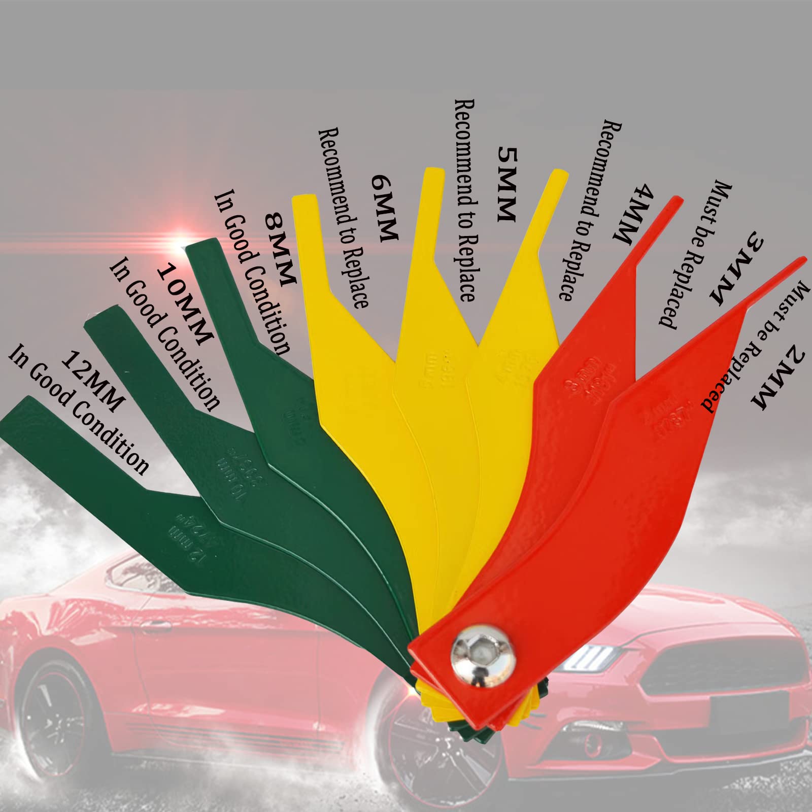 VKVXCLON Brake Lining Thickness Gauge Set - 8 Piece Steel Automotive Measuring Tool For Disc & Drum Brakes - View #3