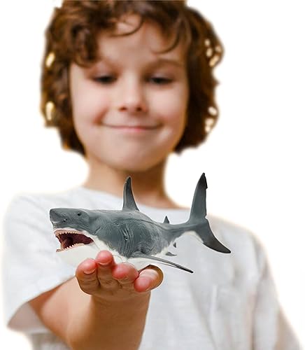 Miniatura 5 de Willkos Juguetes de tiburón de animales marinos, figura realista de tiburón azul, figura de animal oceánico, regalo de colección, juguete de baño,