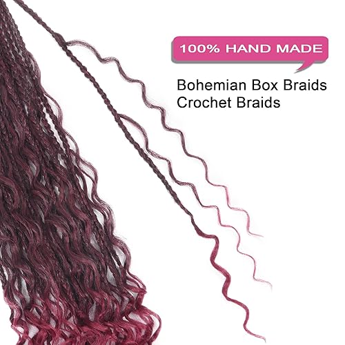 Vista 221 de Goddess Box Braids Crochet Hair With Curly Ends 18 Inch Bohomian Box Braids Crochet Braids 8 Packs 3X Crochet Braids Synthetic Braiding Hair 1B-4-30