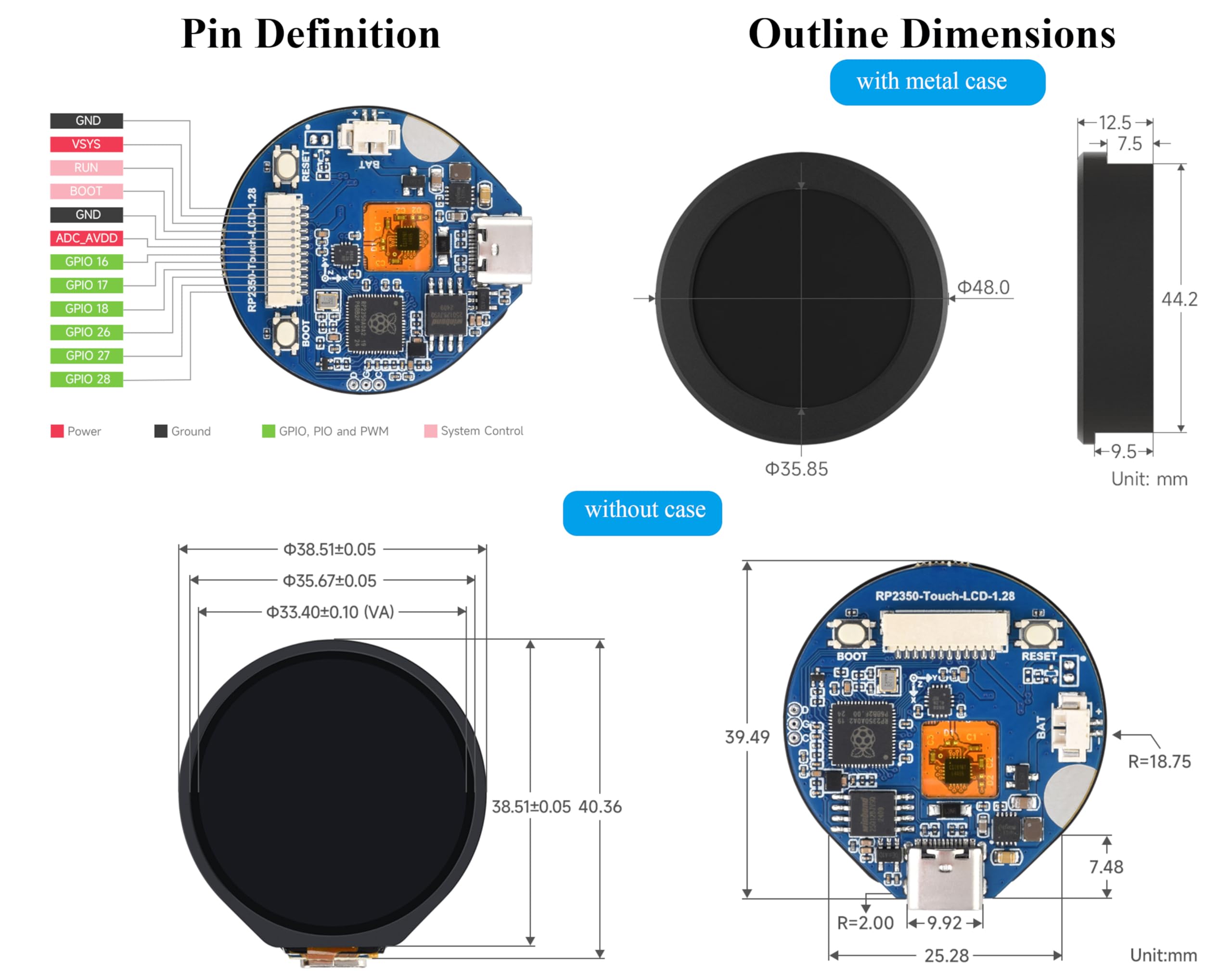 RP2040 Microcontroller Development Board, With 1.69inch Touch LCD, Dual-core Arm Processor, Accelerometer And Gyroscope - View #2