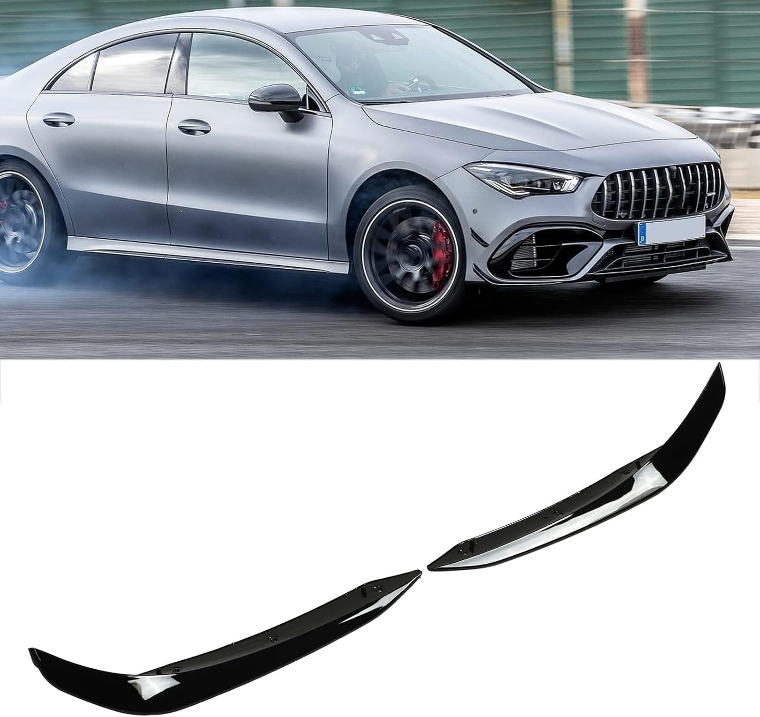 Front Bumper Diffuser Side Spoiler Glossy Black Lip Wrap Splitter Replacement for CLA Class C118 AMG Line CLA45 2019 2020 2021 2022 2023