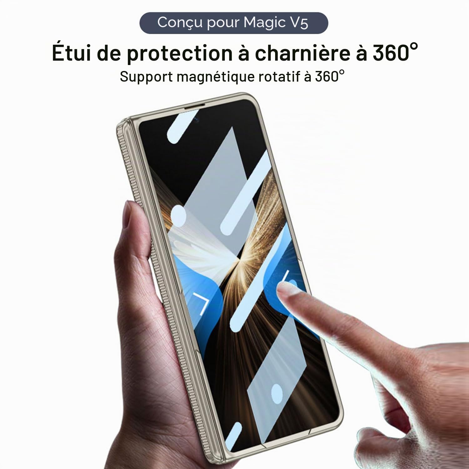 COQUE Étui pour Honor Magic V5 avec Film Trempé, Tout Compris Pliable à Charnière,Housse de Téléphone Pliante pour Honor Magic V5 5G-Noir