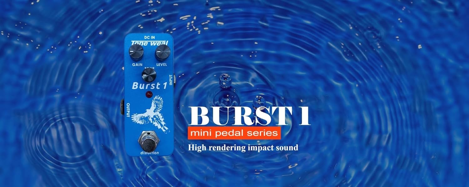 Part of the MINI pedal series Burst1 Distortion MINI Pedal, Vintage and pro-quality, High-Impact Metal Tones, High rendering impact, Perfect for Hobby Metal Players, Designed/Made in Taiwan