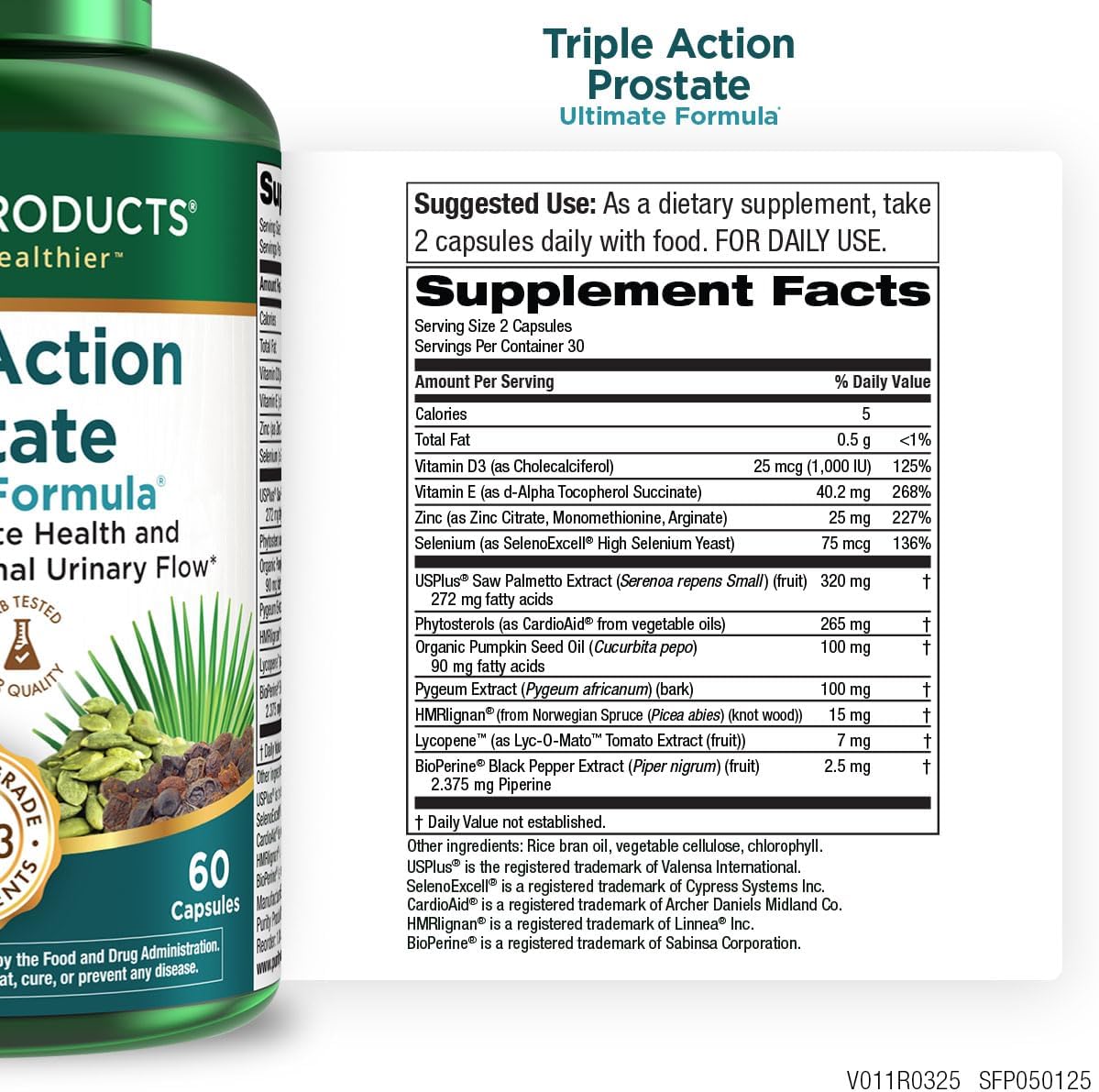 Triple Action Prostate Ultimate Formula – Men’s Prostate Supplement - Zinc, Saw Palmetto, Pygeum, Pumpkin Seed Oil Extract & Phytosterols – Supports Urinary Flow, Bladder & Heart Health – 60 Capsules - Image 2