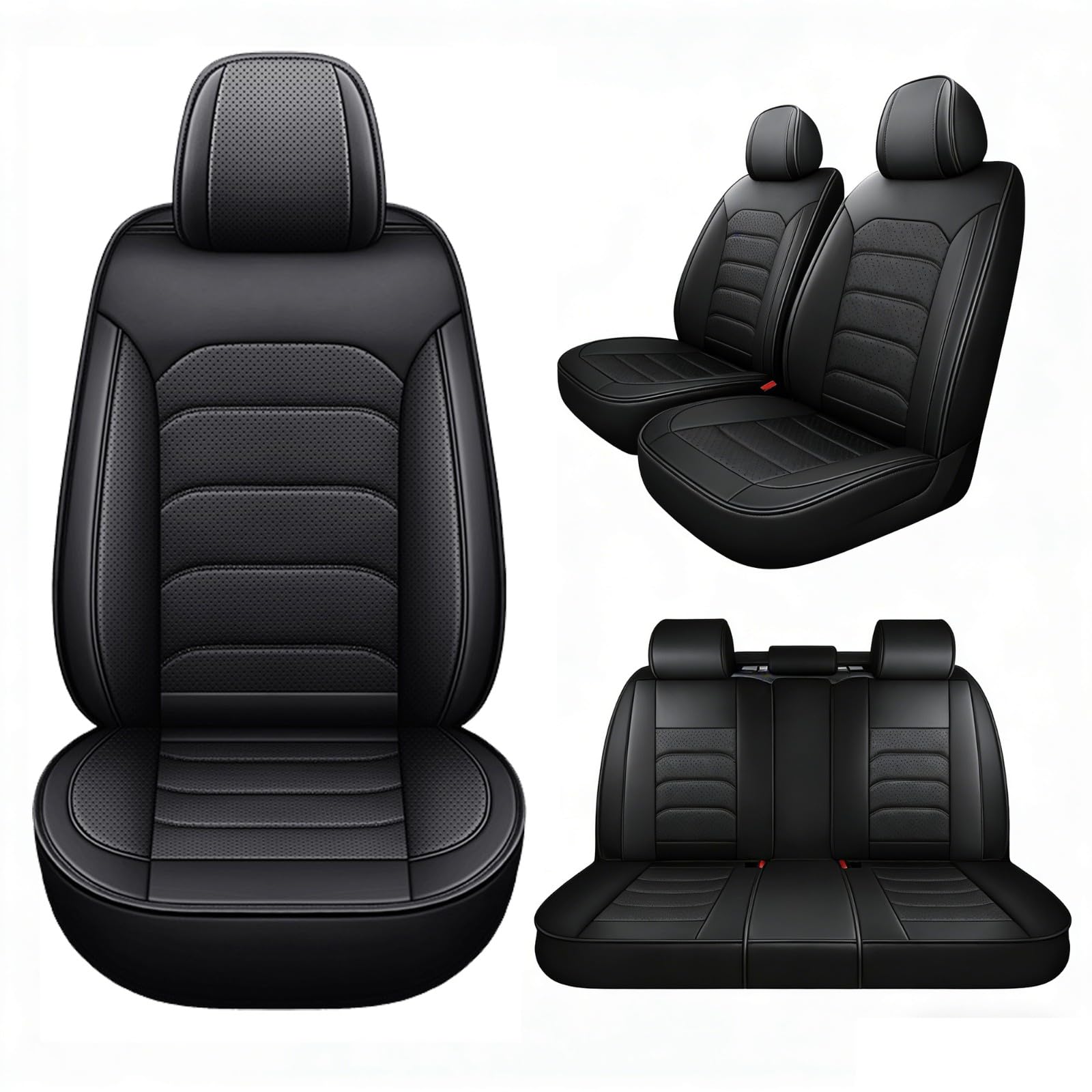 FIENZA Fundas para Asientos Coche para Dacia Jogger 2021-2024 2025 2026 Cubre Universal Cuero PU Impermeable Transpirable y Antideslizante con Airbag,Fácil Instalación Negro,5 Plazas