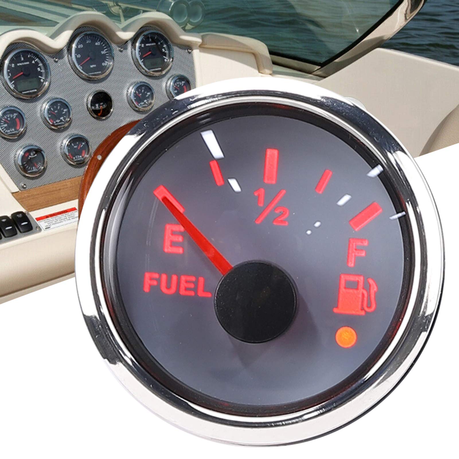 Jauge de niveau de carburant multifonction de 2 pouces pour voiture,jauge de voiture étanche pour bateau Indicateur de niveau de carburant (norme européenne 0~190Ω blanc), jauge à carburant
