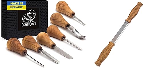 BeaverCraft SC05 Kit de tallado de madera Juego de tallado de madera DK1 Herramientas de tallado de madera de afeitar recta Herramientas de mano
