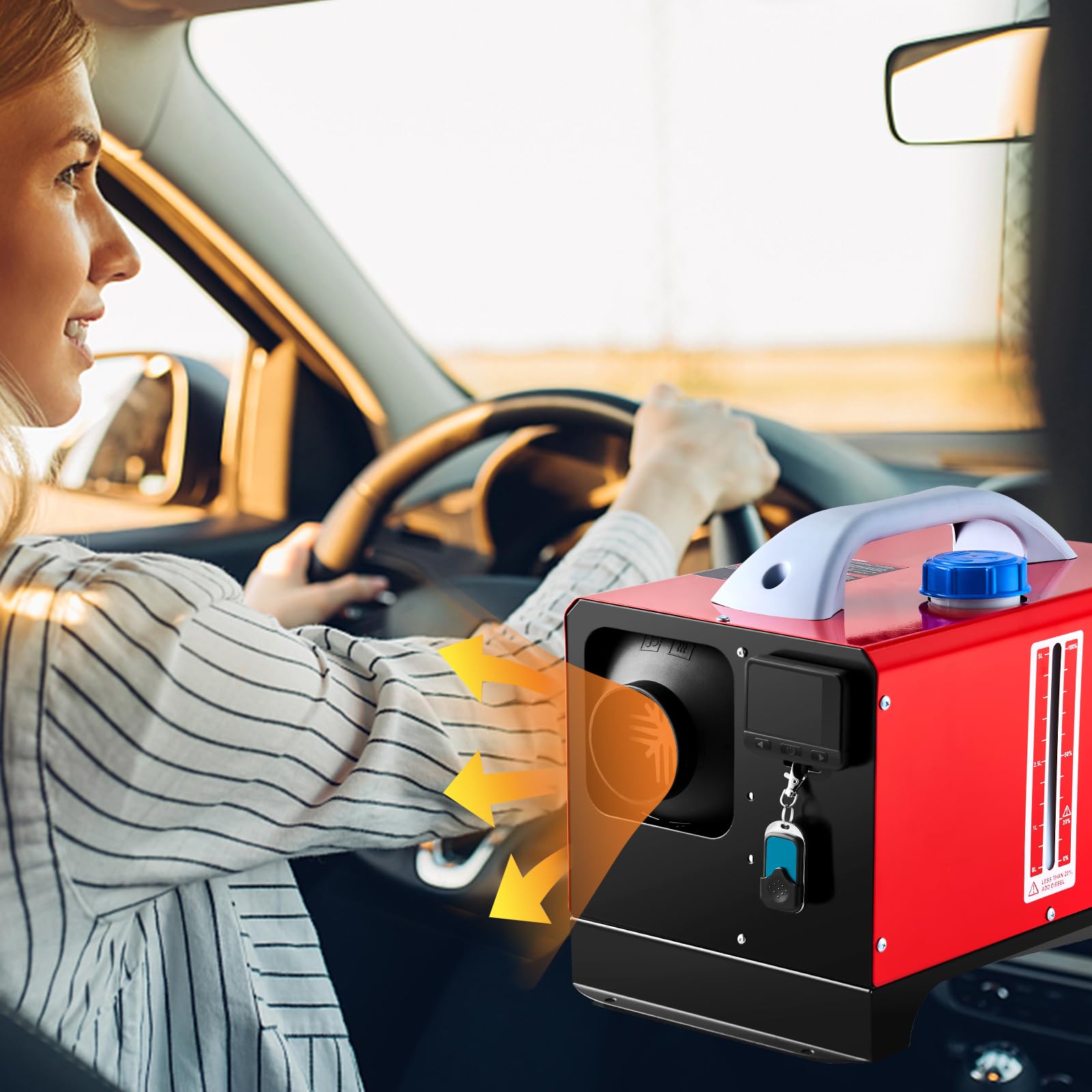 Kombinacja nagrzewnicy powietrza na olej napędowy, 8 kW, 12 V, szybkie nagrzewanie, z czarnym wyświetlaczem LCD i pilotem do łatwego sterowania w kamperach, ciężarówkach, łodziach, autobusach i przy