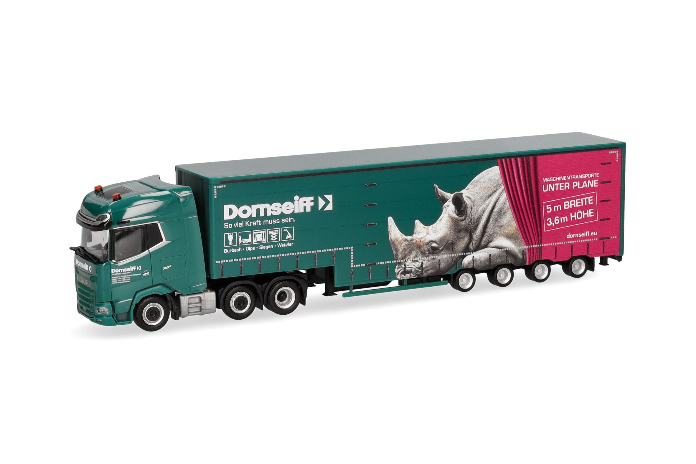 Herpa Modellino camion DAF XG+ semirimorchio volume "​Dornseiff", miniatura in scala 1:​87, pezzo da collezione, Made in Germany, plastica