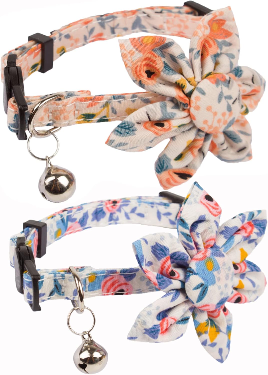 ADOGGYGO 2-Pack Breakaway Flower Cat Collars with Bells