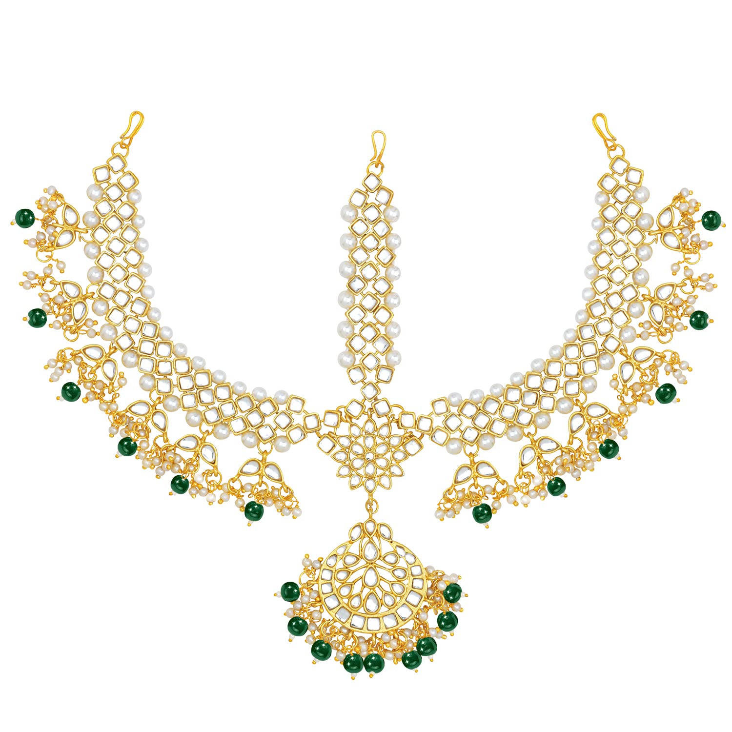 Peora Traditional Gold Plated Green Kundan Maang Tikka Matha Patti for Women Girls (B09XDGMTYC) Amazon Price History, Amazon Price Tracker