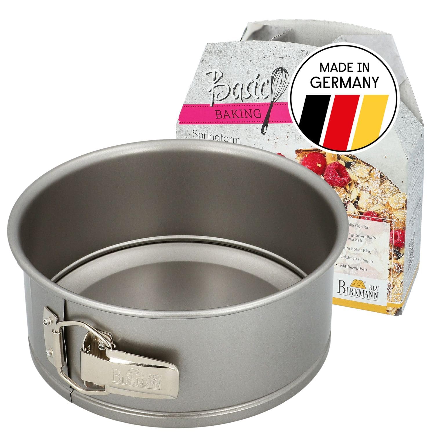 RBV Birkmann, Basic Baking 883024 Springform Cake Tin Diameter 20 cm with Non-Stick Coating Anthracite