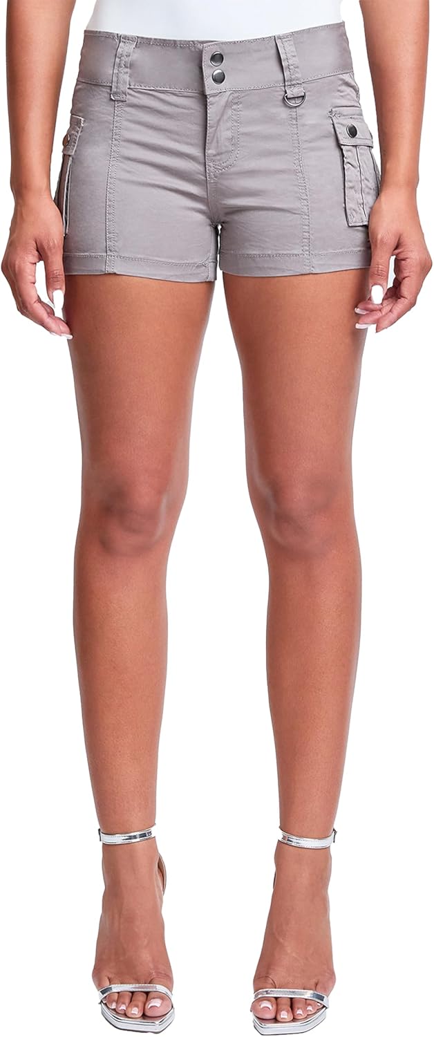 YMI Womens Jeans Women's Low Rise Poplin Cargo Shorts