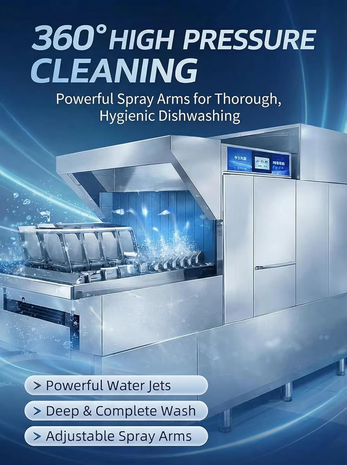 Industrial Tunnel Conveyor Belt Dishwasher, Stainless Steel Commercial Dish Washing Machine, High-Speed Transport & High-Temperature Sterilization, Suitable for Hotel, Banquet Hall & Catering Services