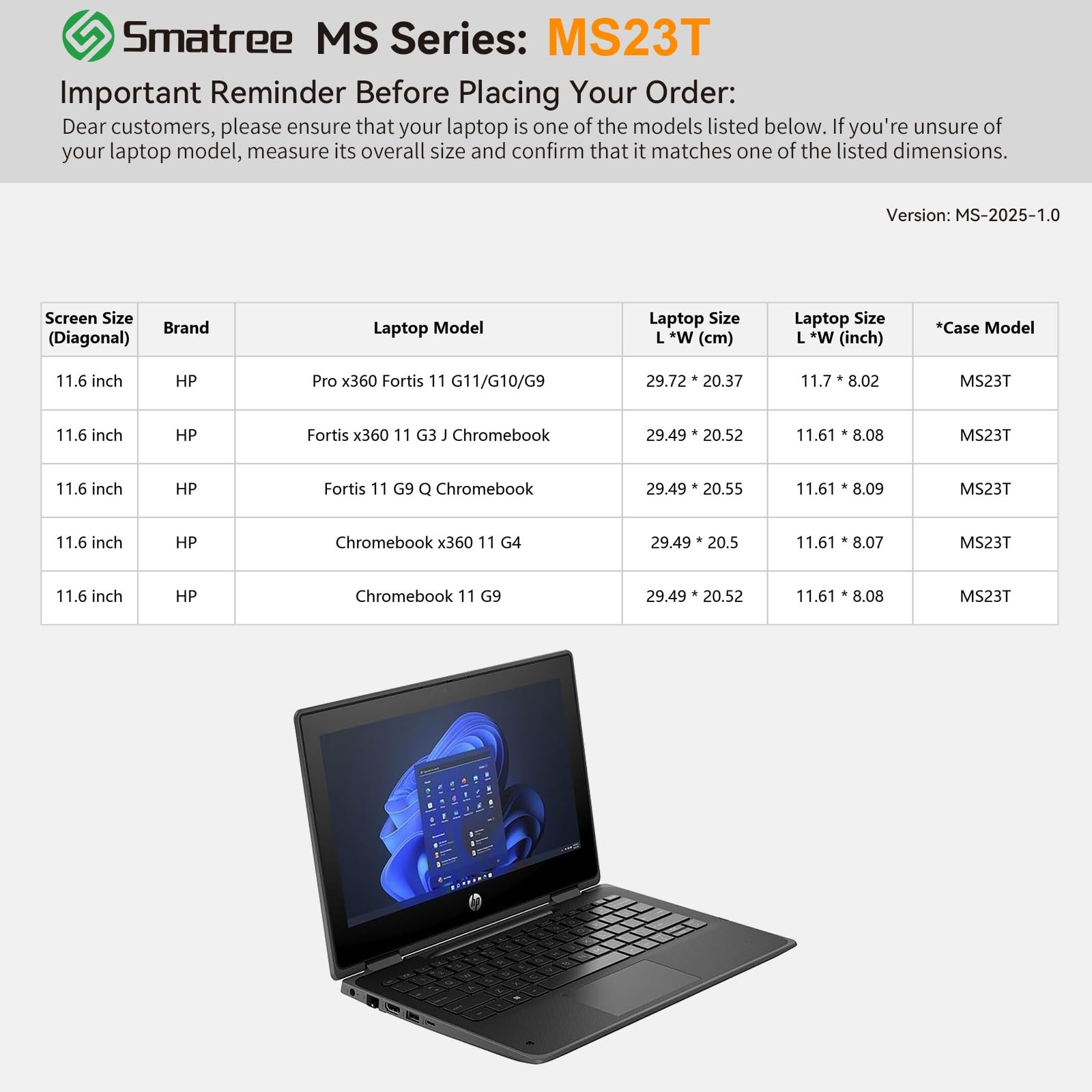 Smatree MS23T custodia rigida in EVA idrorepellente con supporto per 11,6 pollici HP Pro x360 pertis 11 G11/G10/G9, HP pertis 11 G9 Q/x360 11 G3 J, Chromebook 11 G9/x360 11 G4 portatile borsa