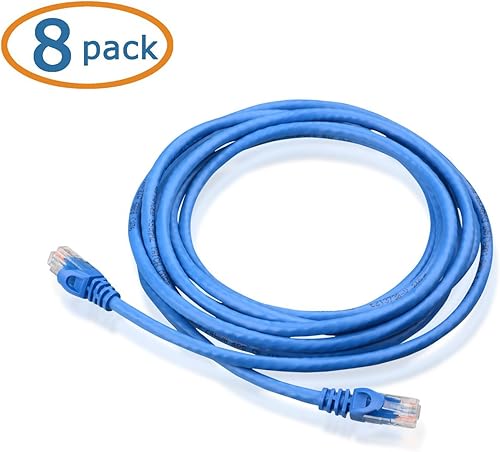 Miniatura 2 de Cable Matters Paquete de 8 cables Ethernet Cat5e sin enganches de 10 pies (cable Cat5e, cable Cat 5e, cable de Internet, cable de red) en azul