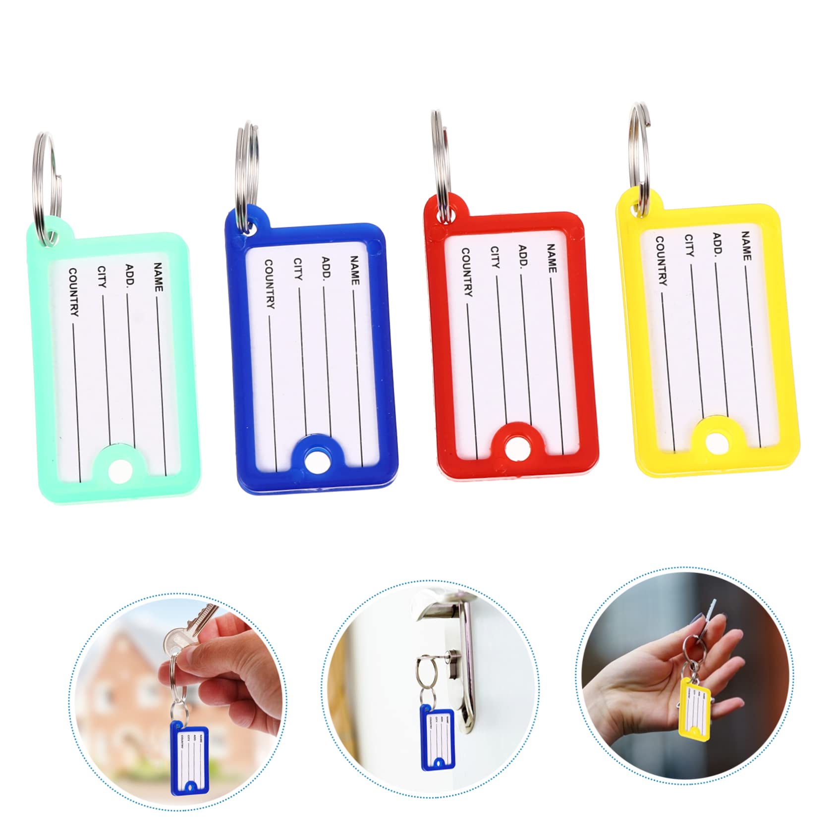ARTIBETTER 2 Set Targhette Colorate Per Chiavi Etichette Identificative Con Anello Per Bagagli E Animali Domestici Per Contrassegnare Chiavi E Accessori Vari Facili Usare E 100 Pezzi*2