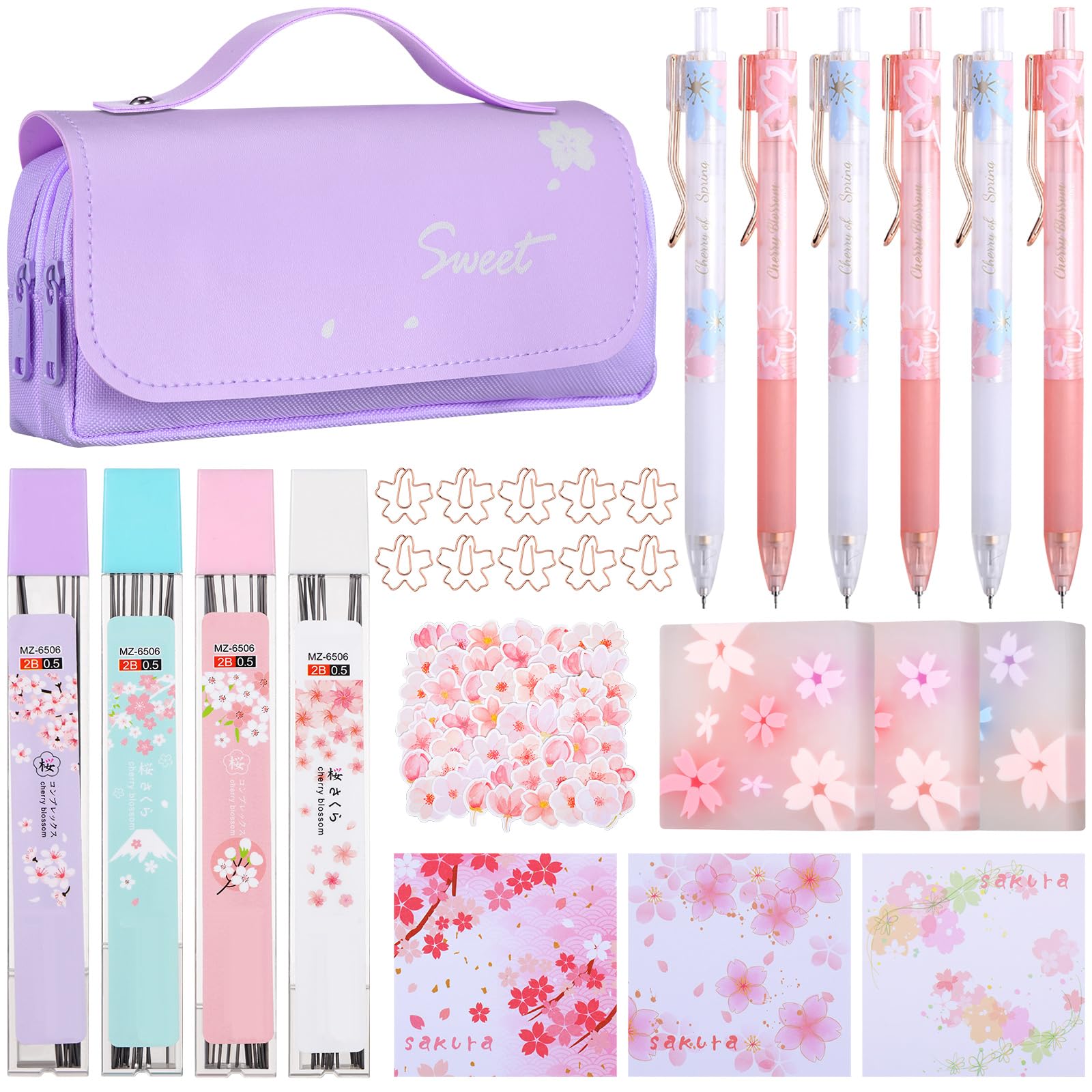 Amazon.com : Crtiin 74 Pcs Kawaii Cherry Blossom Stationery