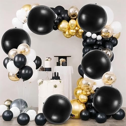 Miniatura 2 de Globos negros metálicos de 22 pulgadas, 6 globos redondos grandes de aluminio 4D, globos de cumpleaños negros gigantes para decoración de