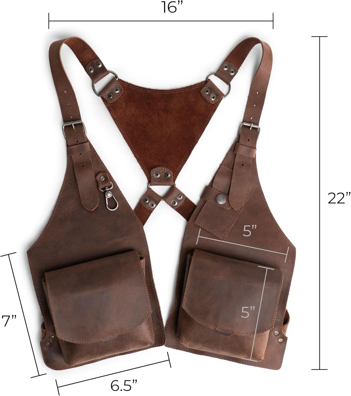 Hide & Play, Shoulder Holster with Adjustable Straps, Ideal for Cosplay, Steampunk, Renaissance, Costume Parties, Full Grain Leather, Handmade