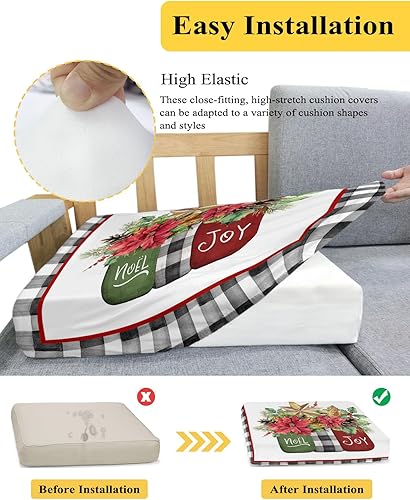 Miniatura 5 de Fundas de cojín para sofá de Pascua navideñas, funda elástica para sofá con parte inferior elástica, fundas protectoras para sofá y sillas con