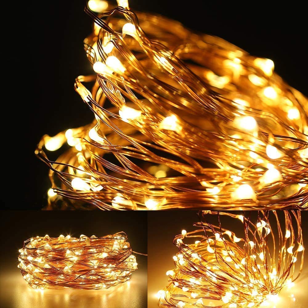 Lepro 20m 200 LEDs Luces de Hadas con Enchufe, Alambre de Cobre Impermeable IP65, Guirnalda de Luces LED Blanco Cálido, Luces de Cadena Decoración de Fiestas, Balcón, Casa, Arbol de Navidad, Jardín