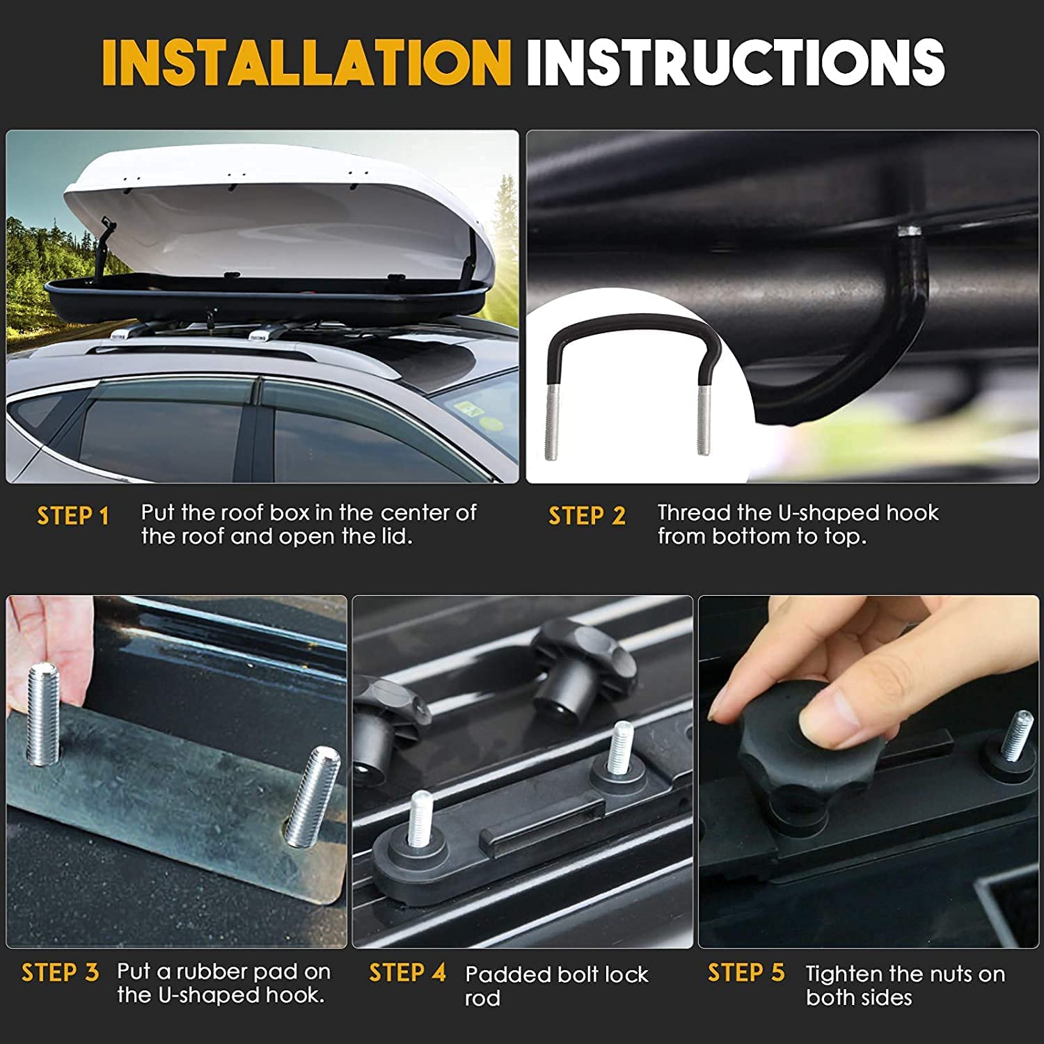 Roof Box Mounting Fitting Kit Heavy Duty Roof Box U-Bolt Clamp Kit Universal Durable Roof Rack Bracket Kit Shopsbc1535 I.58724821