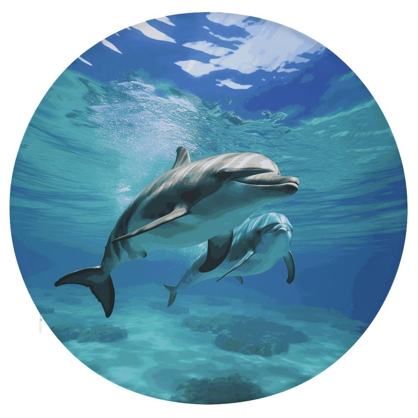 Wsoihfec Style Marine Dolphin Seat Cushion Round Chair Pad