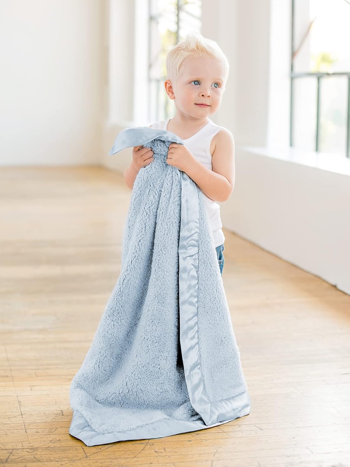 Big Sale Little Giraffe Chenille Stroller Baby Blanket, Blue, 29 x 35