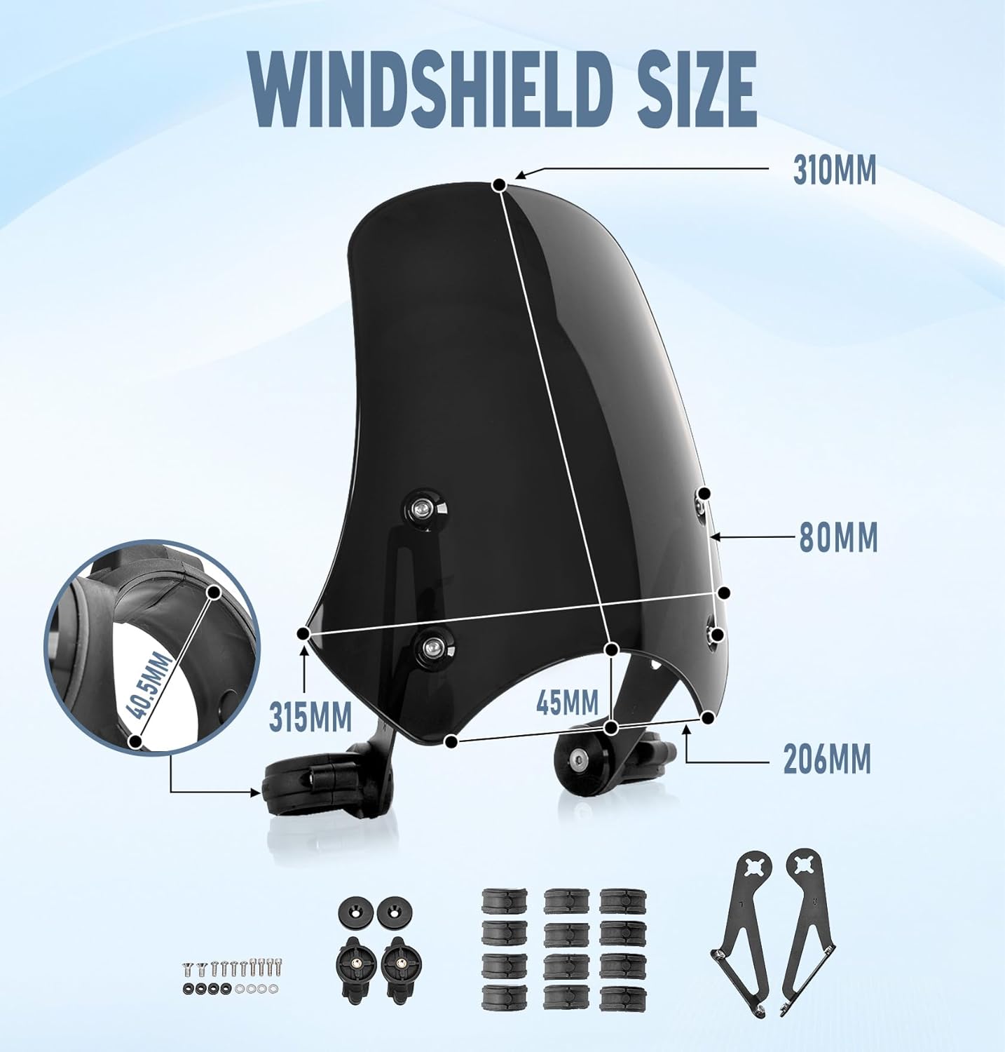 Motorcycle Windshield Deflector with Bracket Double Bubble Windscreen Fit for Dyna Iron 883 Softail Sportster 883 Street Bob Wind Shield Screen Universal, Black