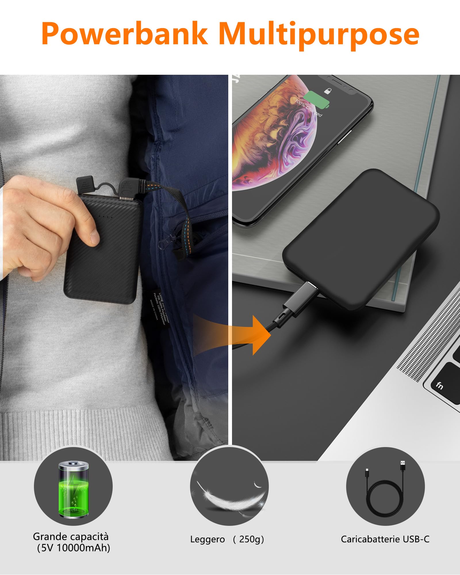 Gilet Riscaldabile per Uomo e Donna, Gilet Riscaldato USB con Batteria da 5 V 10000 mAh, Giacca Calda Invernale per Escursionismo, Caccia, Moto