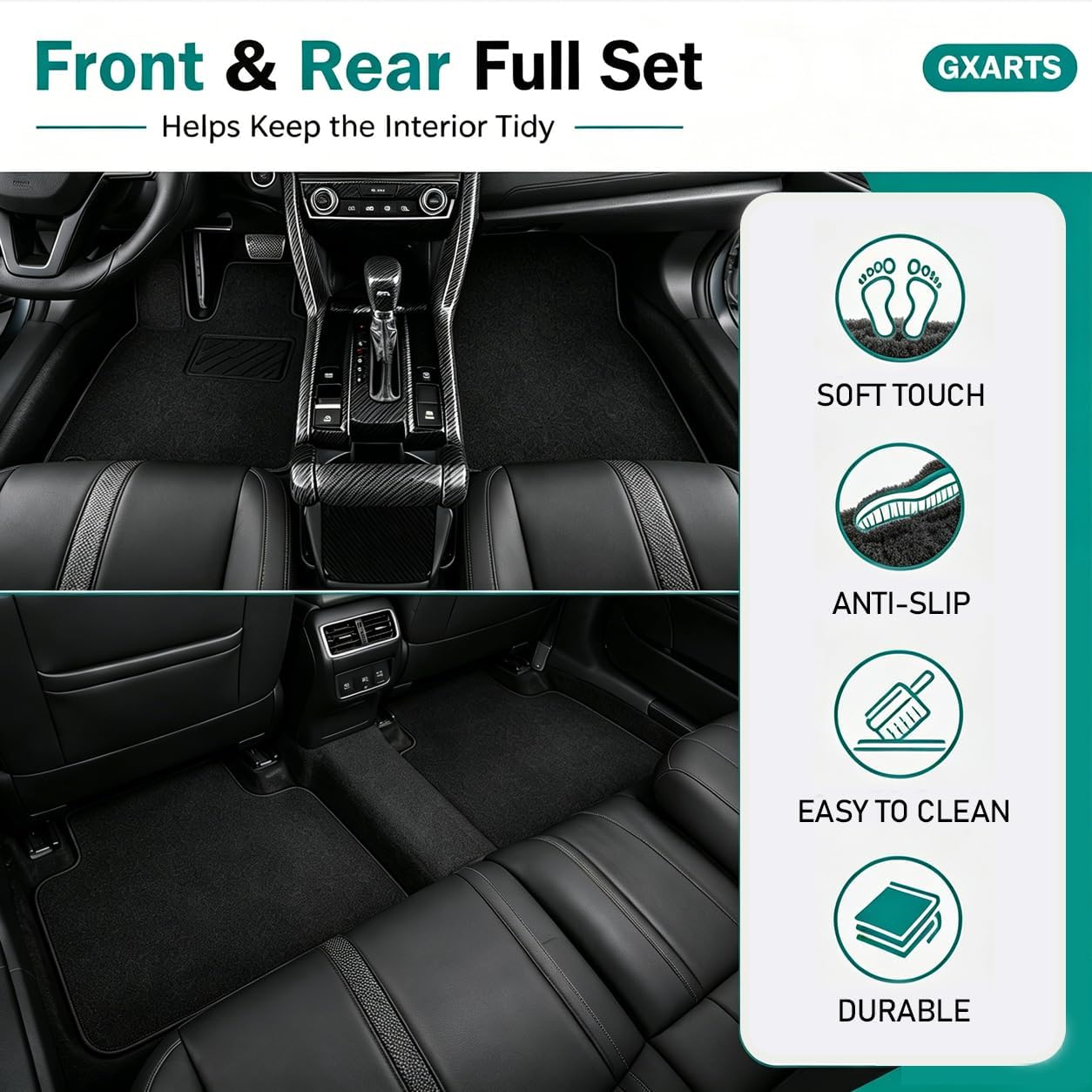 GXARTS Waterproof Car Floor Mats Carpet Full Set Fit for Ford Escape 2013 2014 2015 2016 2017 2018 2019 |All-Weather Protect, with Anti Sliding Backing
