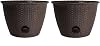 The HC Companies Woven Garden Hose Holder - Lightweight Plastic Decorative Water Hose Holder w100-Foot Capacity - Garden Hose Pots for Outside 18”, Chocolate, Pack of 2