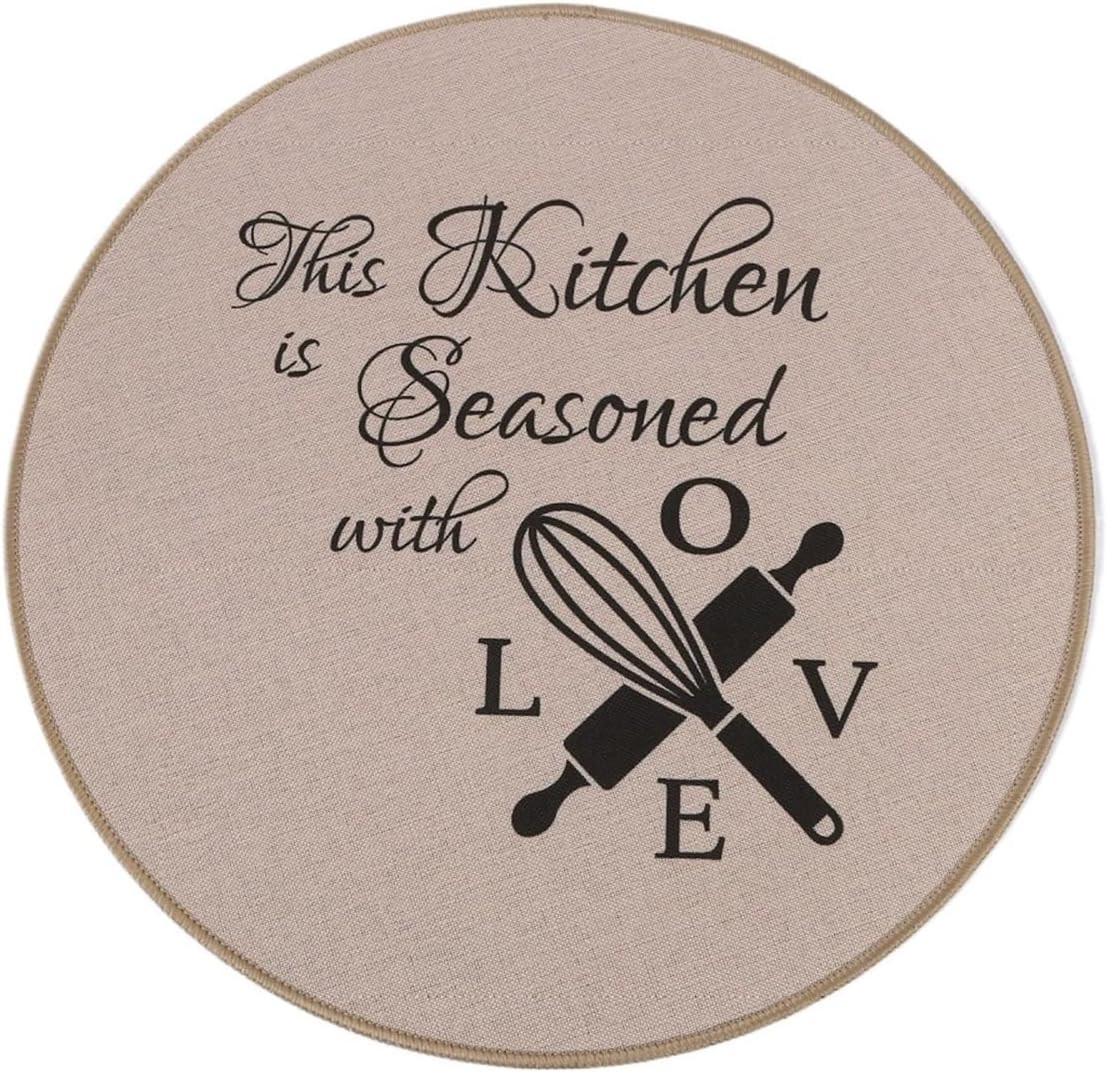 Round Boho Placemats, Rubber Heat Resistant Tabel Mats, Waterproof Washable Placemat for Dining Table Decoration(6,4PCS)