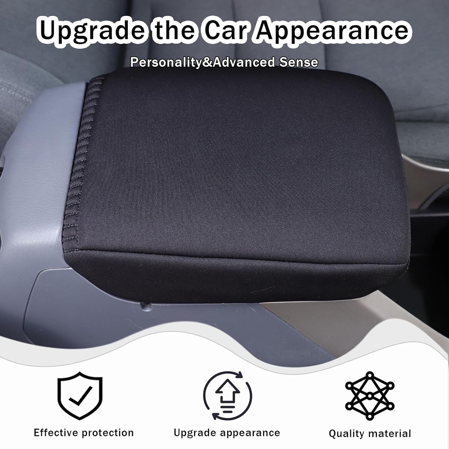 Center Console Armrest Cover for Honda Pilot 2003 2004 2005 2006 2007 2008 Accessories, Cloth Armrest Lid Cushion Pad, Armrest Seat Box Cover Mat (Black)