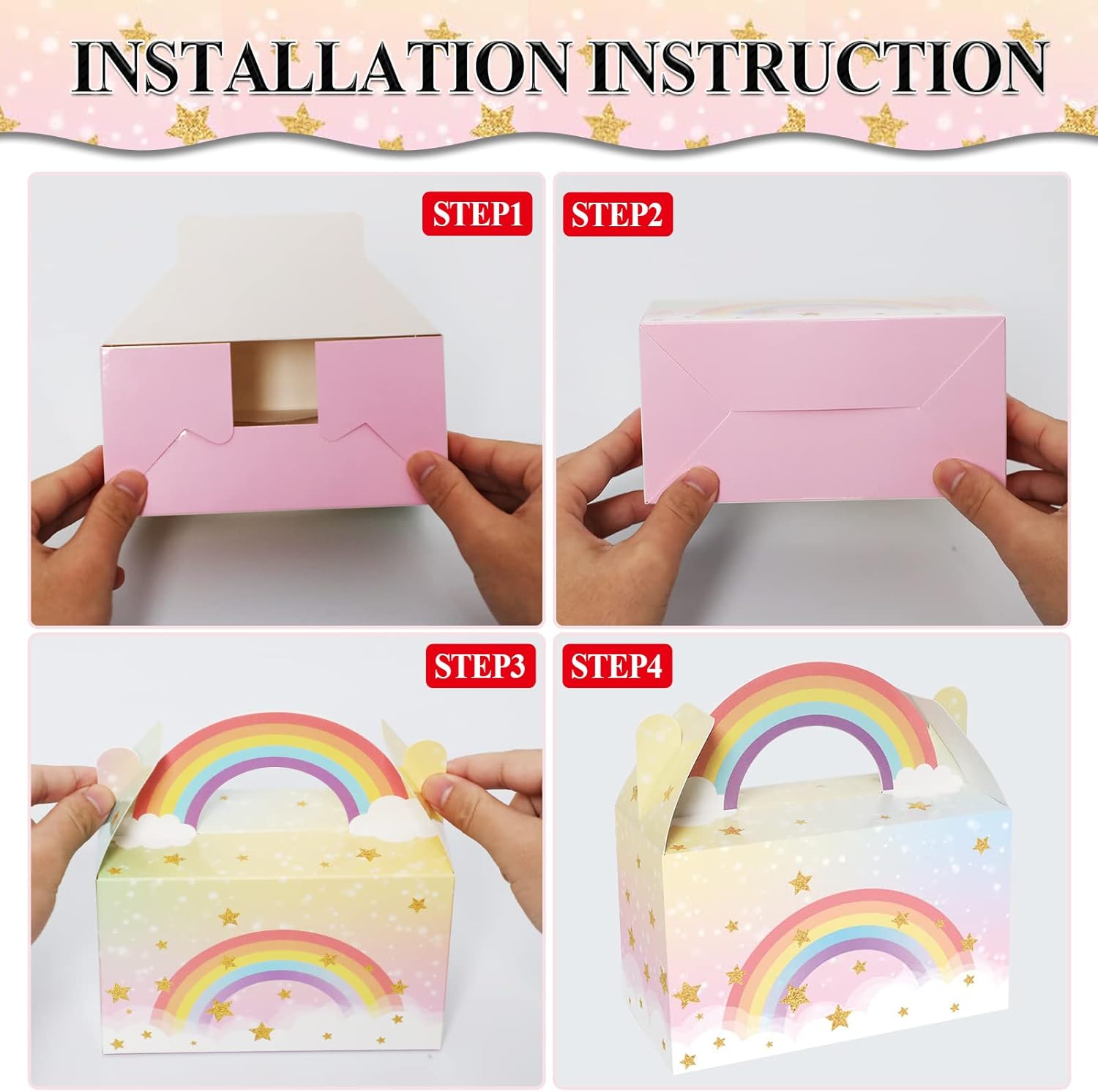 Tevxj 24 Pack Rainbow Party Favor Boxes Cloud Birthday Treat Bags Pastel Rainbow Theme Candy Goodies Valentine's Day Gift Box for Kids Girl Baby Shower Birthday Party Decorations Supplies