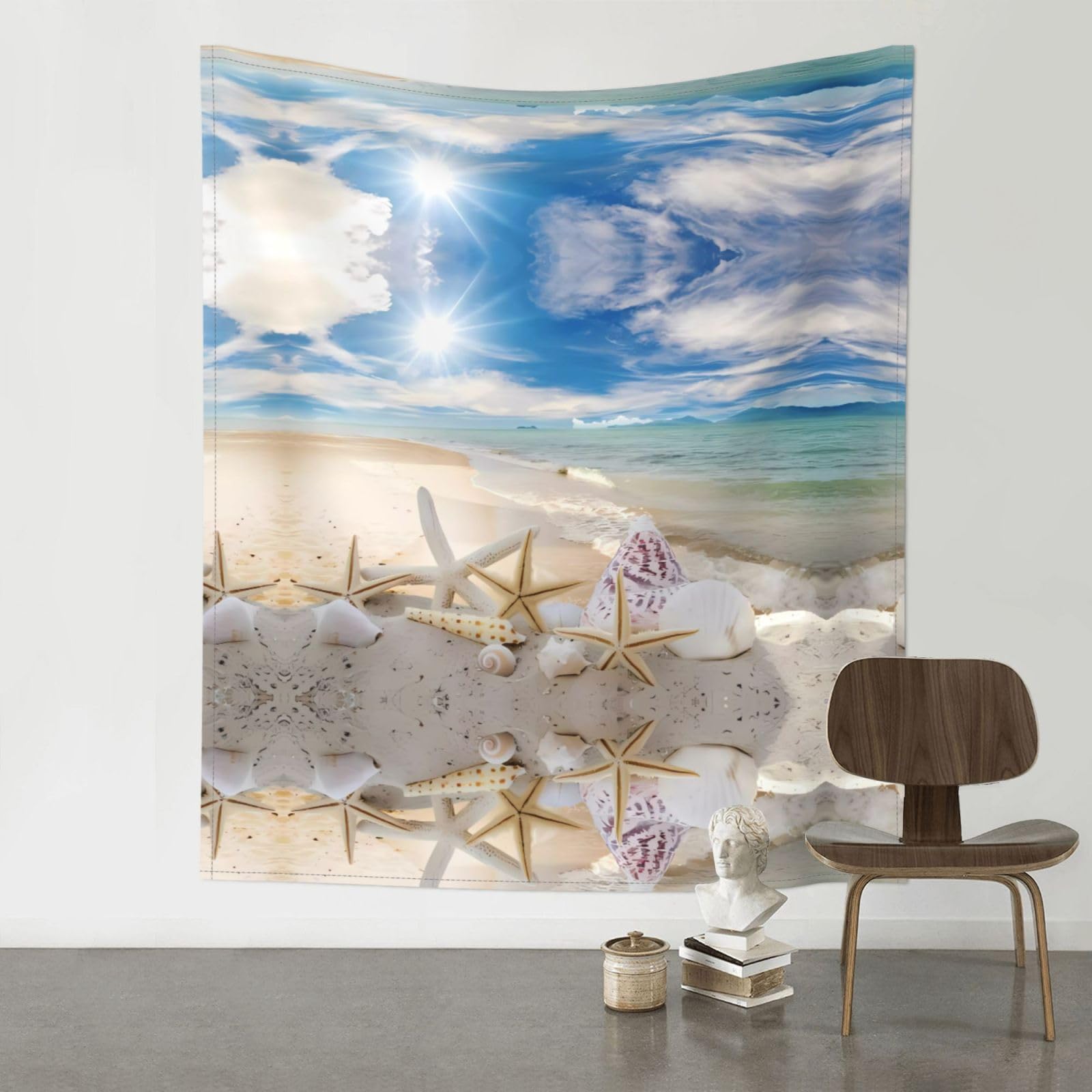 YYHHAOFA Beach Starfish Prints 60x51in Wall Tapestry – Durable Polyester Throw for Dorm, Beach, & Home Decor