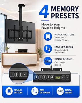 Motorized Ceiling TV Mount for 3270 in TVs, Manual 360 Swivel(28.7inch)
