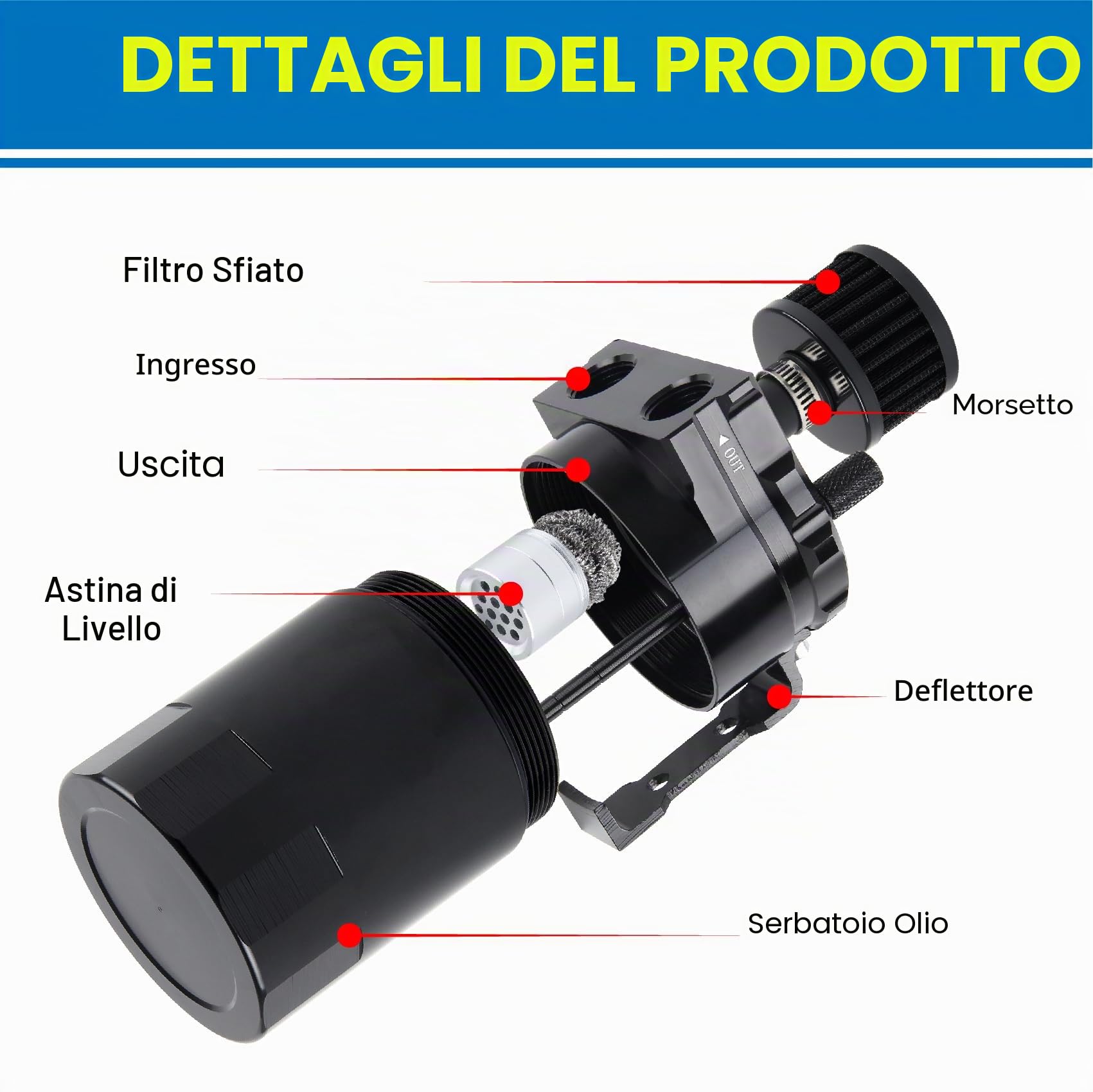 DOCAS 300ml Decanter Vapori Olio per Auto,Serbatoio di Raccolta Dell'olio, Alluminio Serbatoio del Carburante può Serbatoio di Stoccaggio Dell'olio con Filtro Dell'aria (nero)