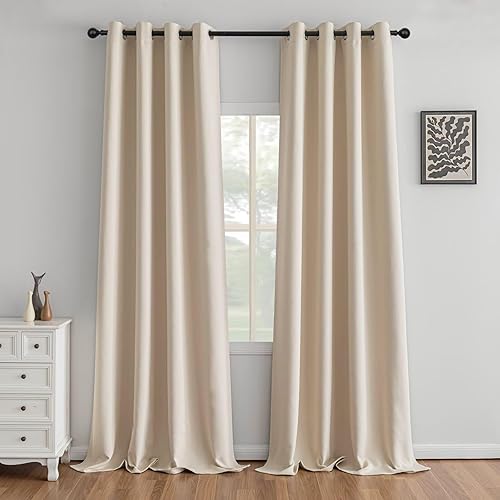 Miniatura 23 de Cortinas opacas de 96" de largo, juego de 2 paneles, cortinas opacas para dormitorio de 96" de largo, cortinas con bolsillo para barra que ahorran