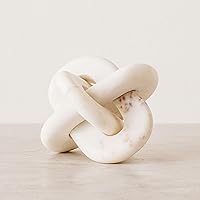 SagebrookHome Geometric Marble Knot Sculpture - 6.25" White Stone Tabletop Decor for Coffee Tables, Shelves & Entryways