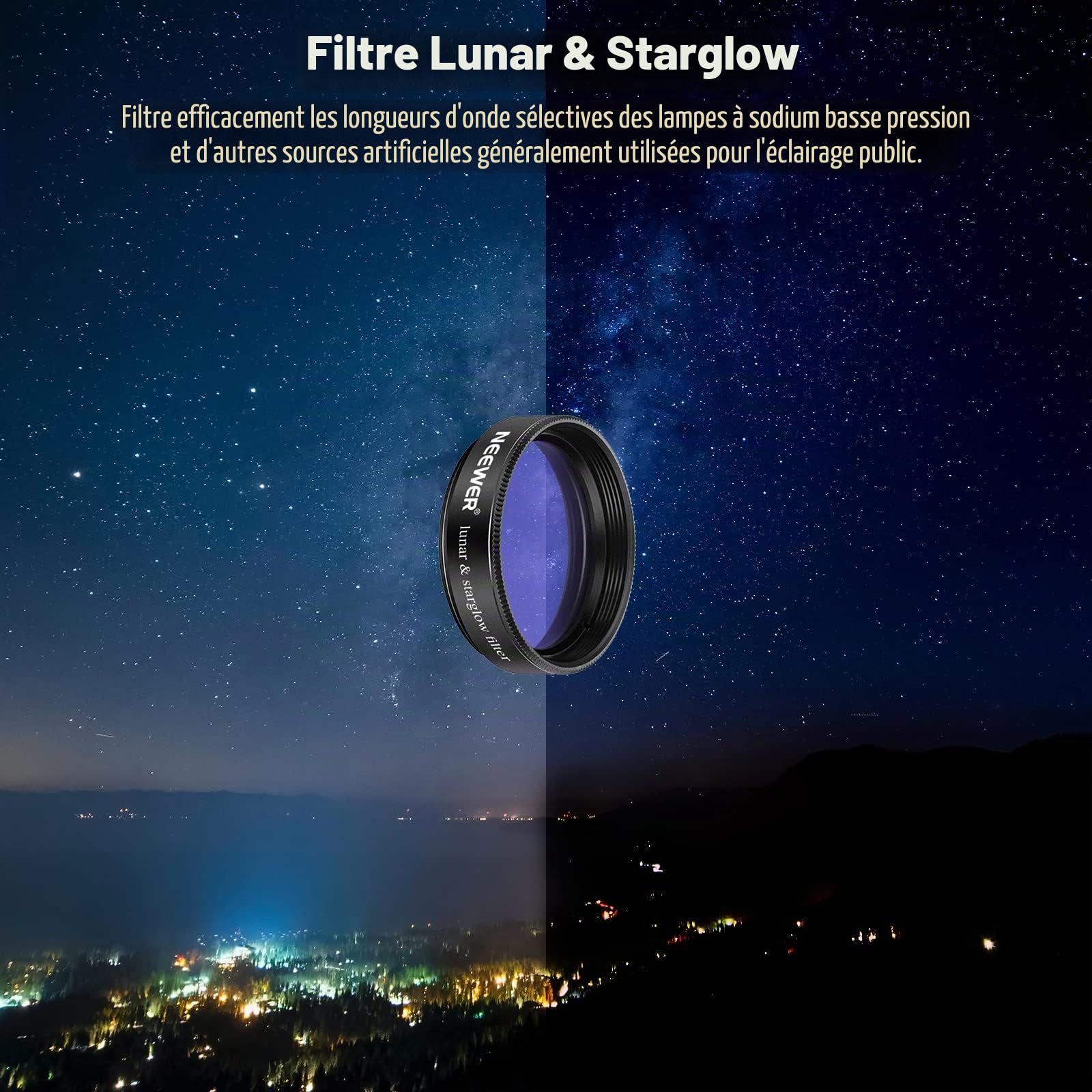 Neewer Kit de Filtres 3,17 centimètres Téléscope Lune Filtre, CPL Filtre, Filtres de 5 Couleurs(Rouge, Orange, Jaune, Vert, Bleu), Filtres Oculaires dans l'Observation Planétaire Lunaire