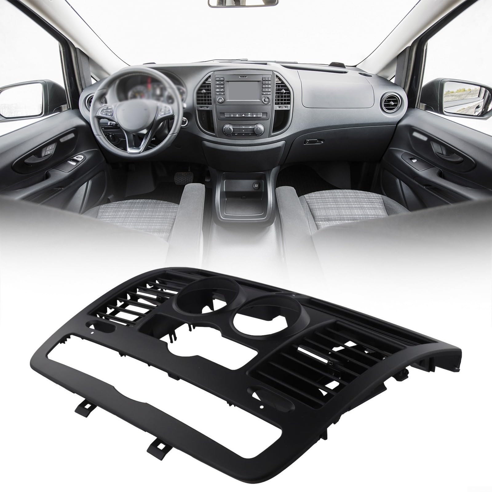 Panel de salida de ventilación de aire acondicionado para Mercedes Vito W636 W639 2004-2015, cubierta de ajuste del salpicadero, bisel de ventilación de control de clima, reemplazo de rejilla de