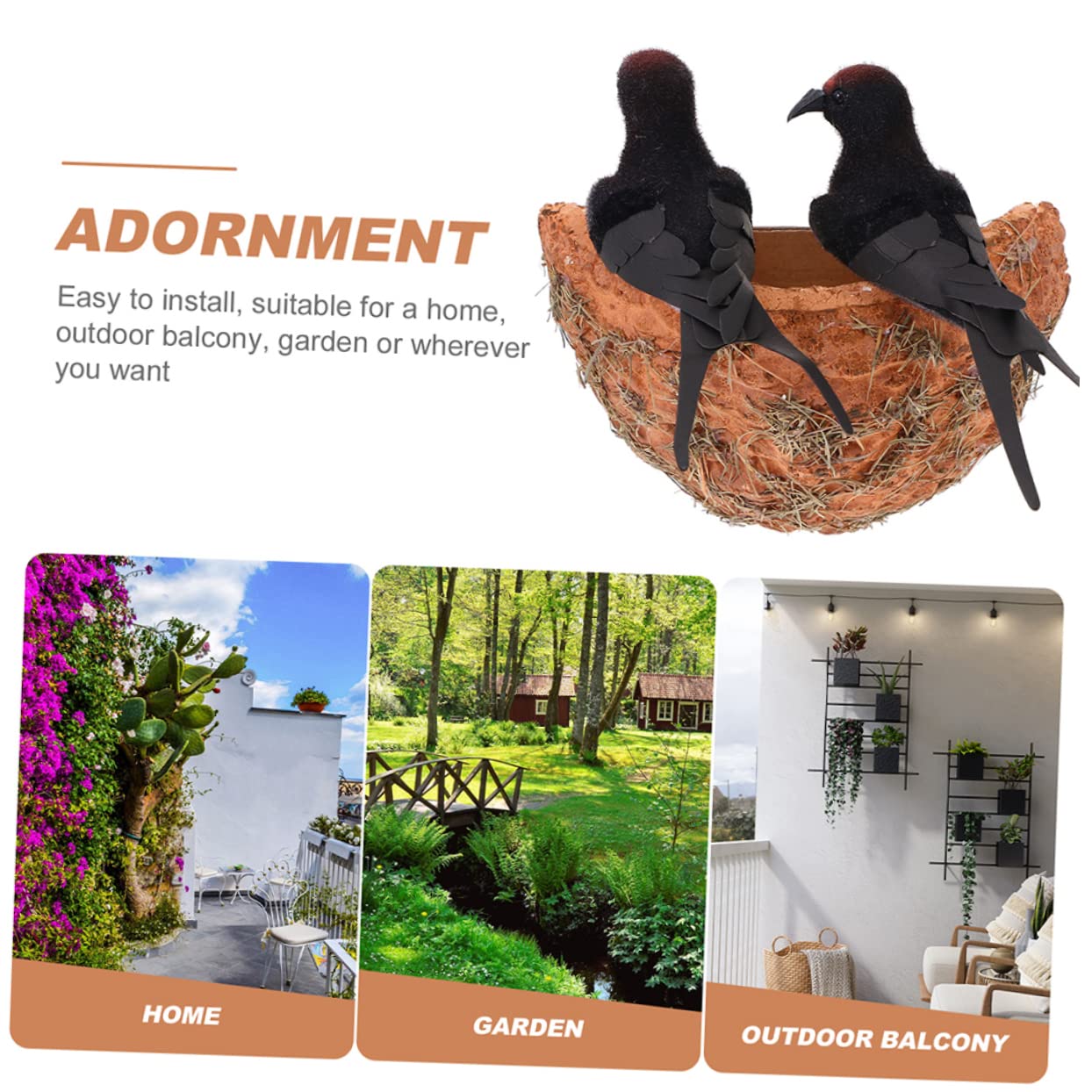 BESPORTBLE 8 Juegos De Nido De Golondrina Simulado Rústico Casa De Campo Pajarera Figuras De Nido De Pájaro Decoración del Hogar Simulación Nido De Pájaro Decoración Adorno De Pájaro