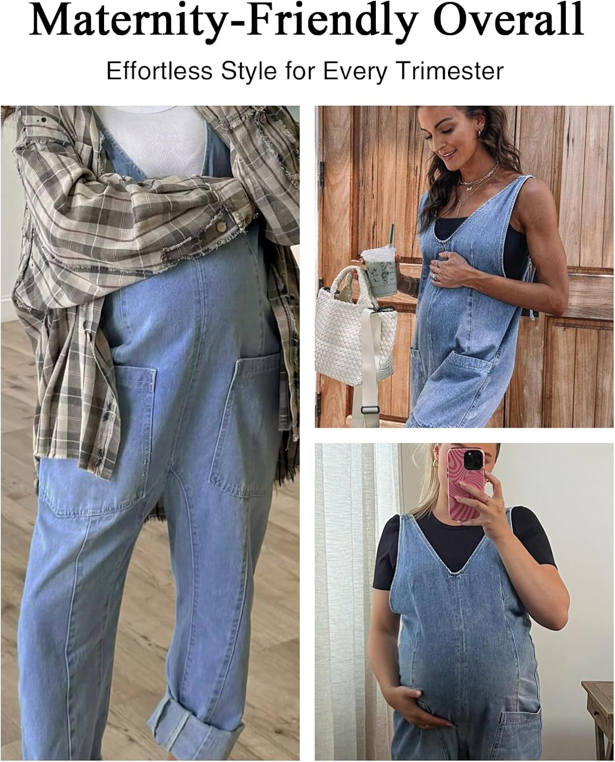 HISEA Women's Loose Fit High Roller Denim Jumpsuits, Jean Baggy Overalls for Women, Sleeveless Casual Romper with Pockets
