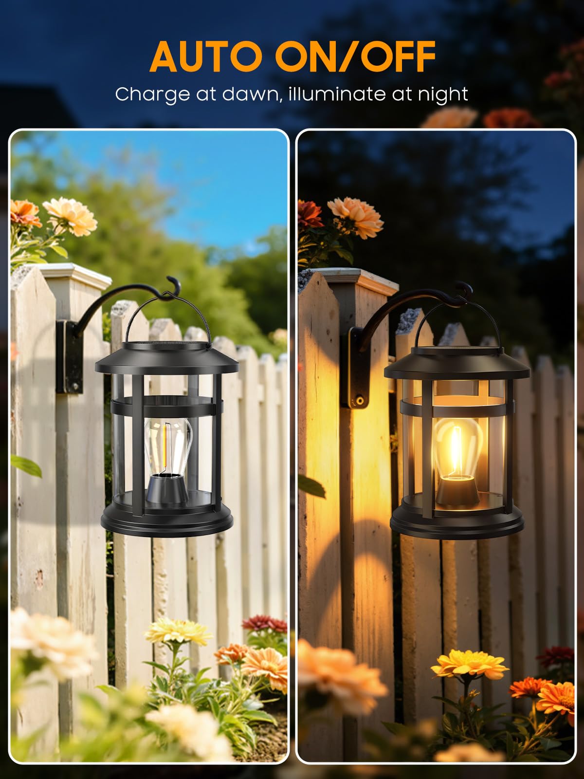 GEARLITE Lot de 2 lanternes solaires à suspendre pour l'extérieur, plus de 15 heures, étanchéité IP65, décoration de jardin pour jardin, terrasse, cour, cadeau idéal pour femme